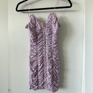 Elegant Lavender Ruched Dress